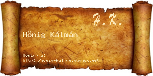Hönig Kálmán névjegykártya